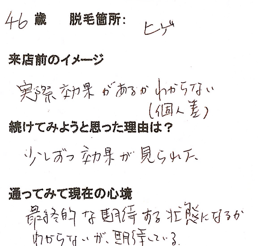 髭脱毛 46歳