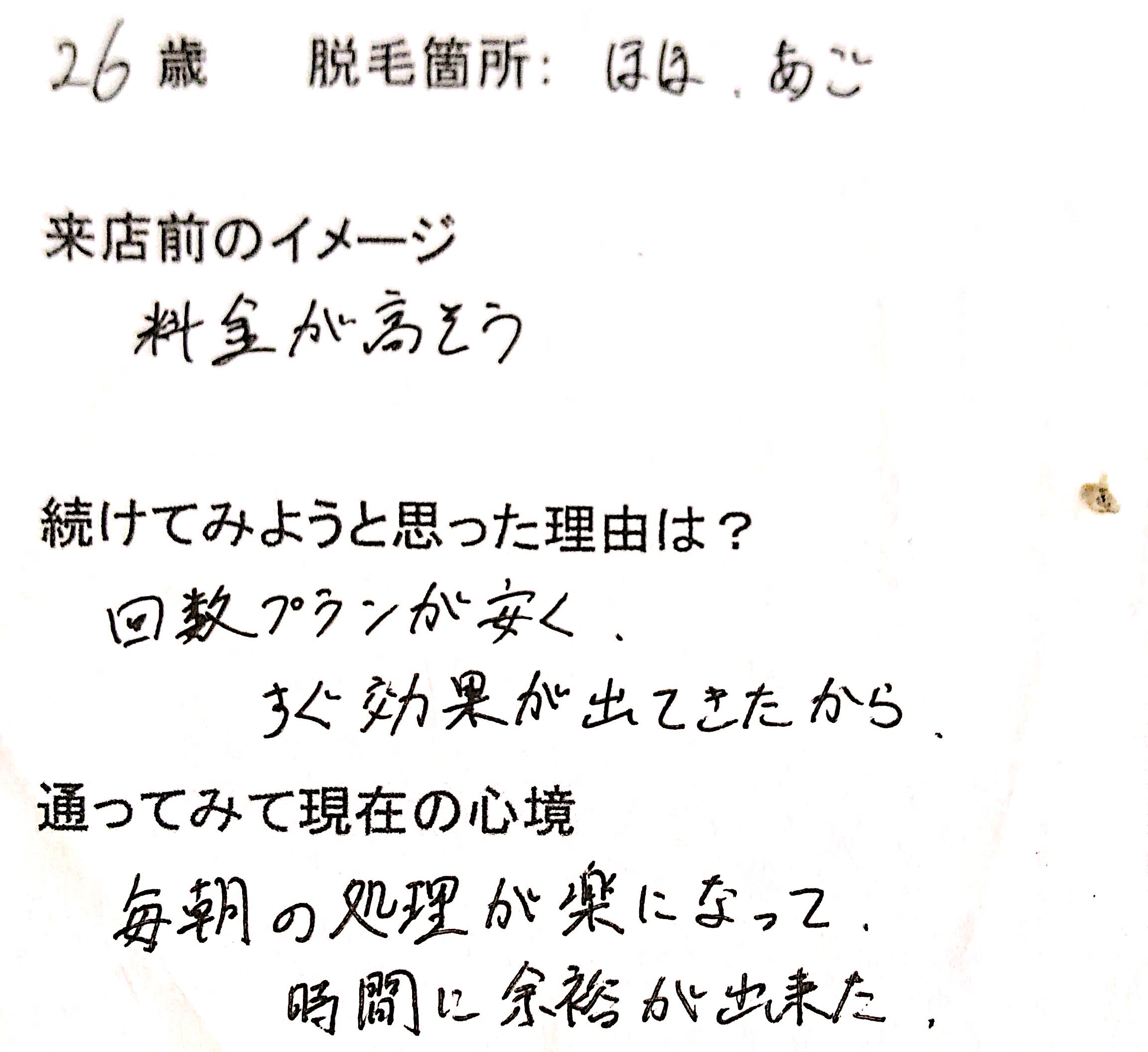 頬・顎脱毛 26歳