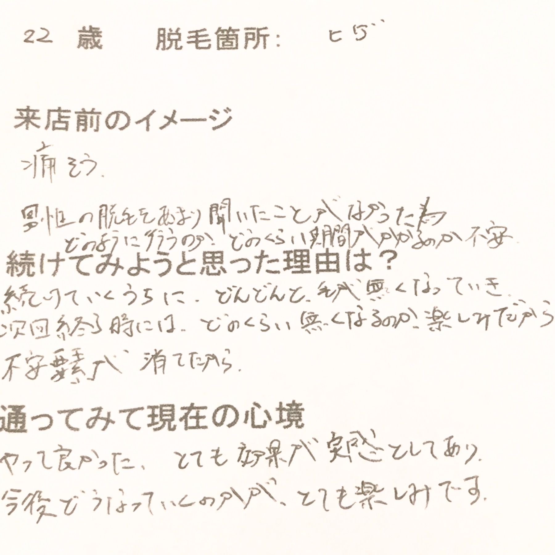 髭全体脱毛10回目 22歳